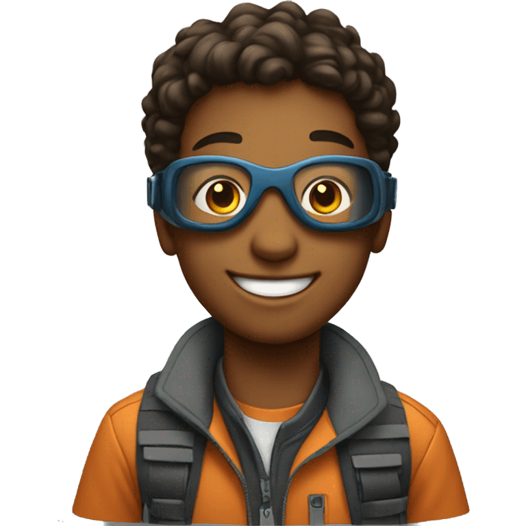 smiling boy with goggles outdoors emoji