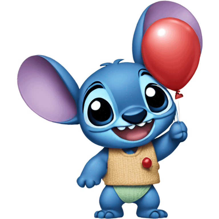 Stitch from Lilo and stitch holding a balloon emoji