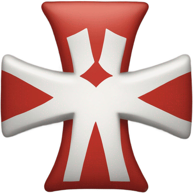 A rectangle with a white background and a red stripe horizontal and vertical like a cross with a white star in the middle with a red hand in the star and a red crown above the star  emoji