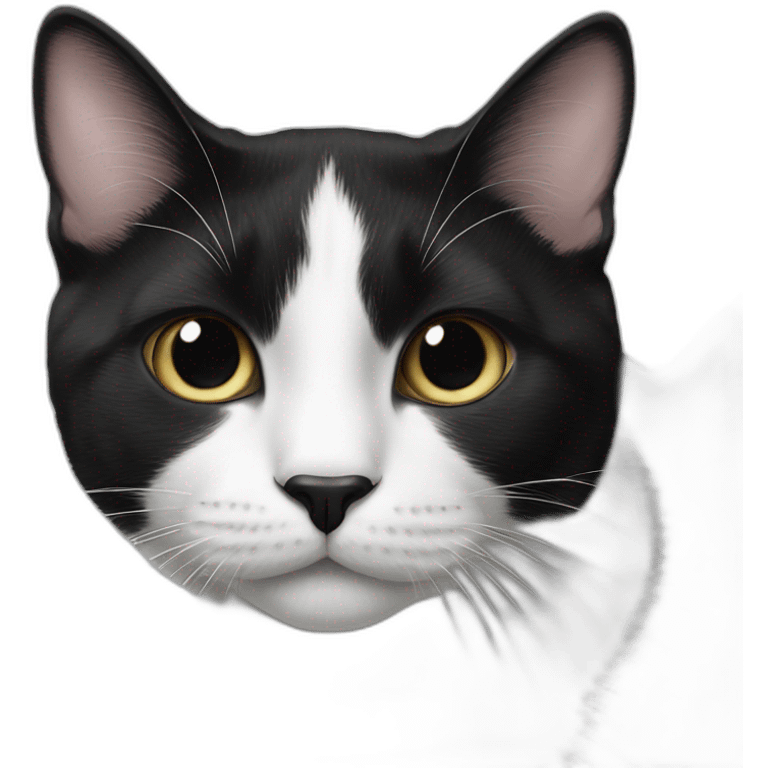 Black and white cat with black nose emoji