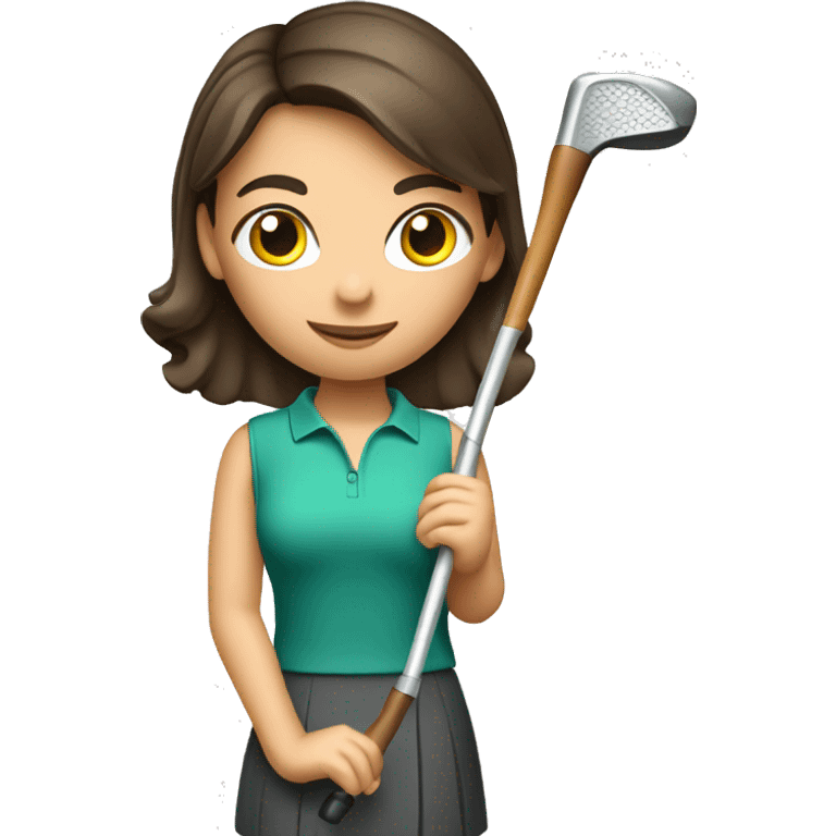 Brunette women wearing golf dress holding golf club emoji