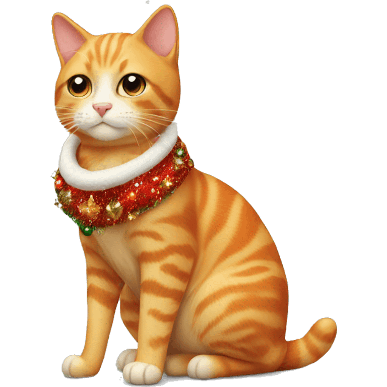 Orange cat with a Christmas  outfit on ￼ emoji