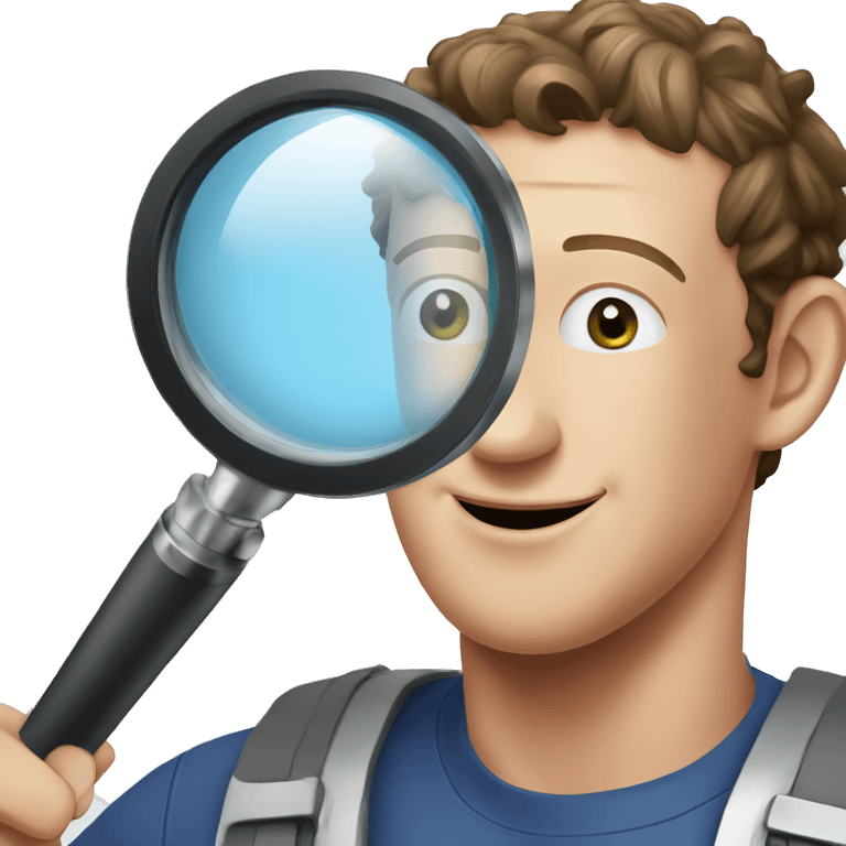 Mark zuckerberg with a magnifier emoji