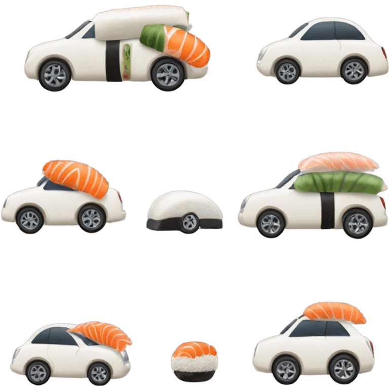 car with wheels as sushi rolls  emoji