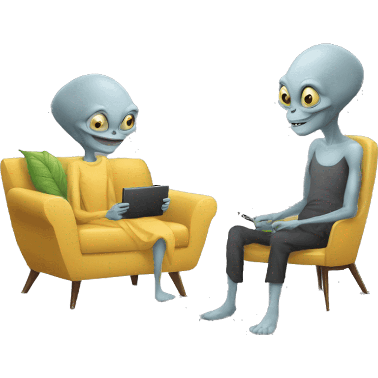 Grey alien and Jim Carrey watching tv  emoji