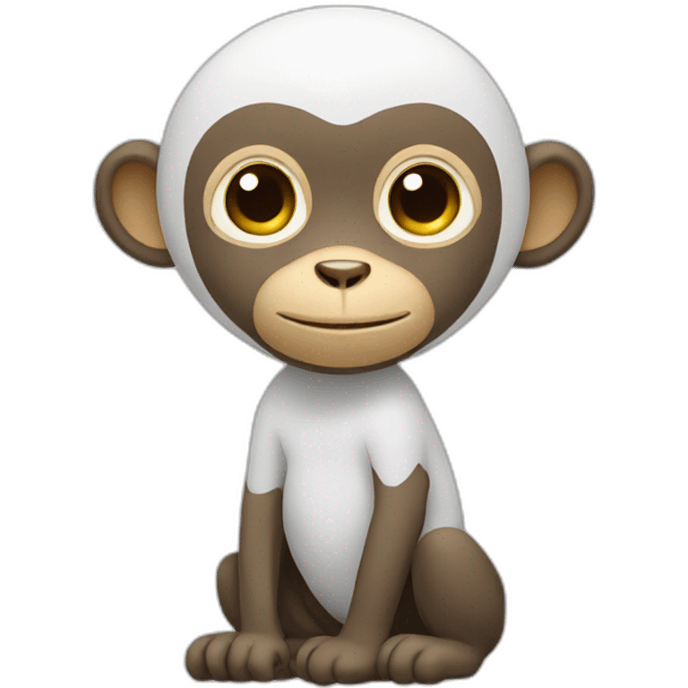 white smart flat monkey emoji