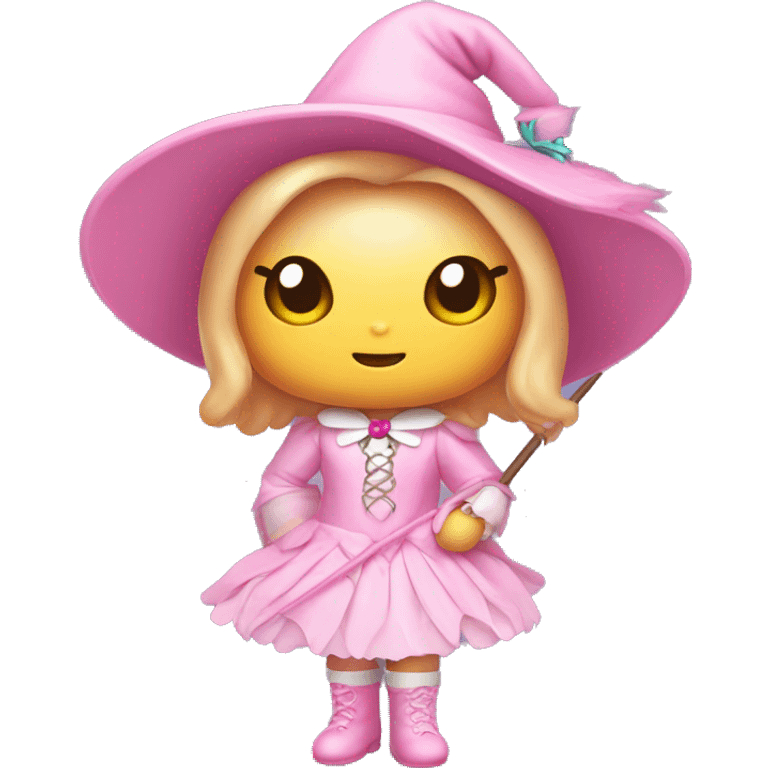 hello kitty in light pink witch costume  emoji