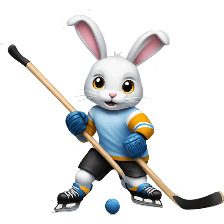 Bunny playing hockey emoji