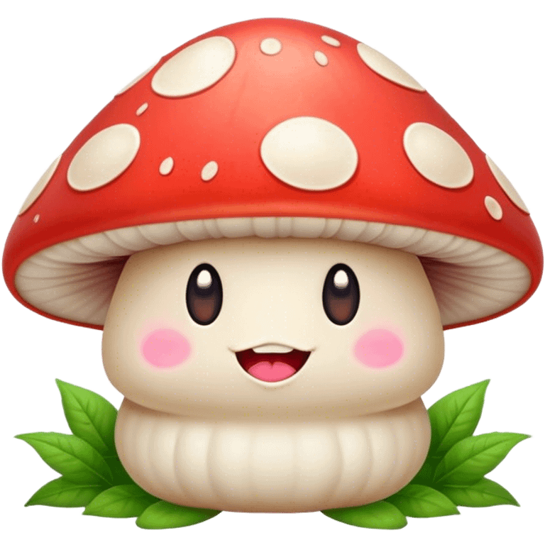 Cute mushroom with rosey cheeks and buck teeth emoji