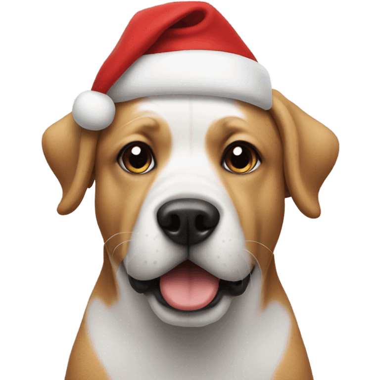 Dog wearing Santa hate emoji