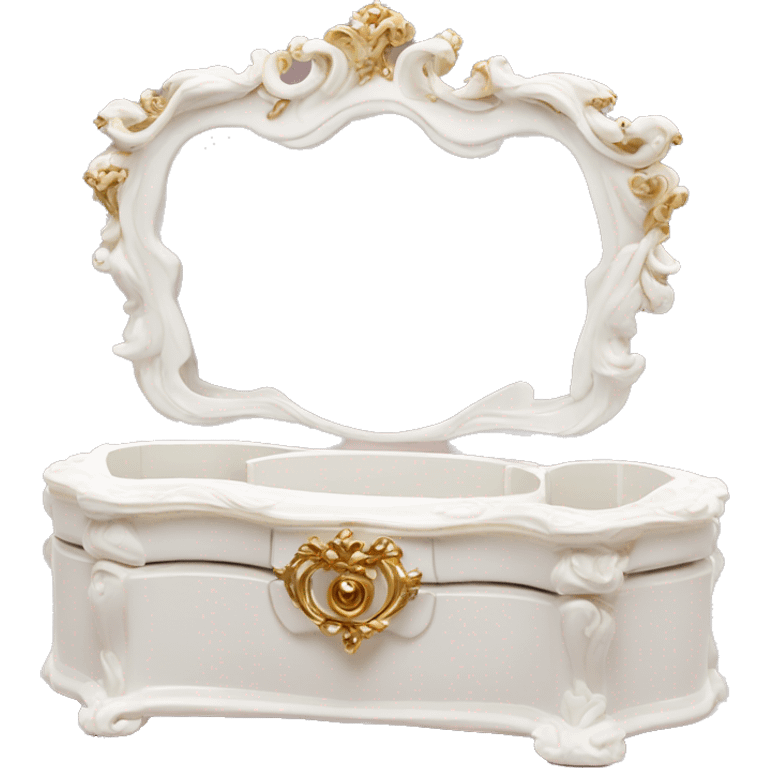 Elegant Rococo makeup box white emoji