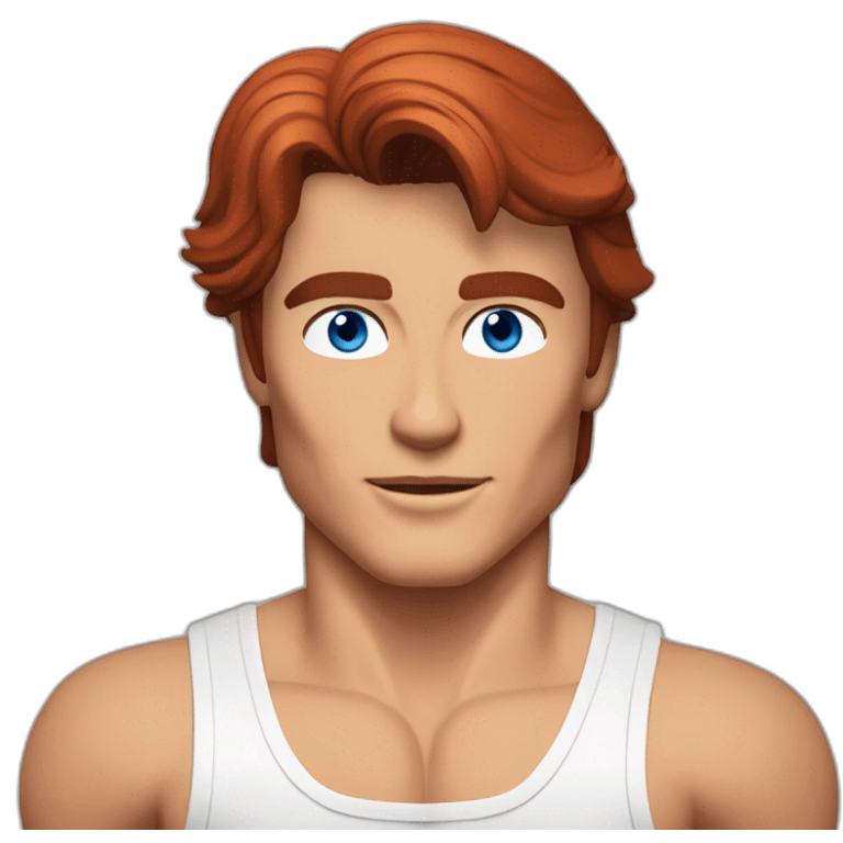 Alain Delon young bodybuilder blue eyes red hair emoji