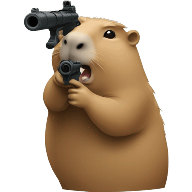 Capybara helpfully shooting emoji