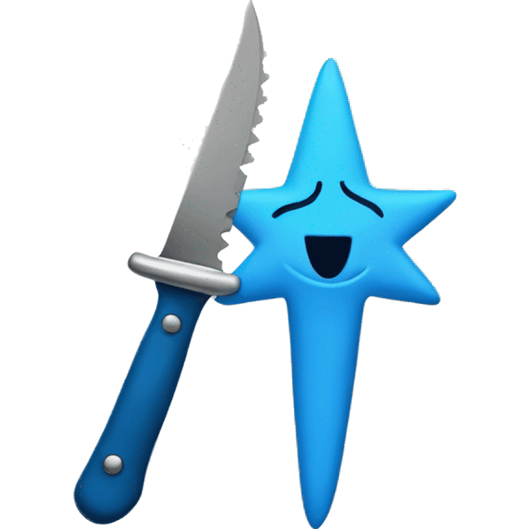 blue star with cute hairbow holding a knife emoji