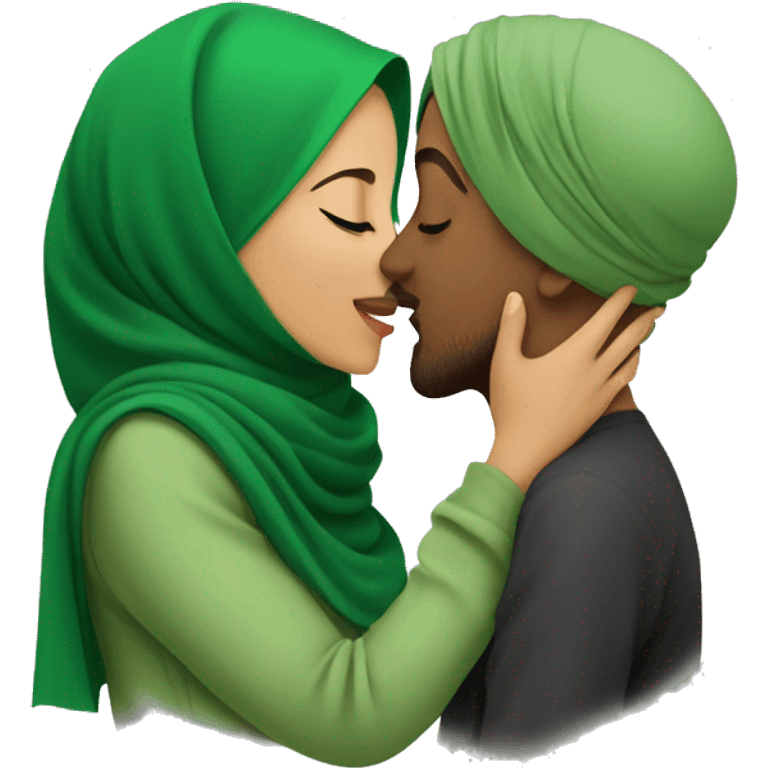 kiss from muslim woman in green hijab emoji