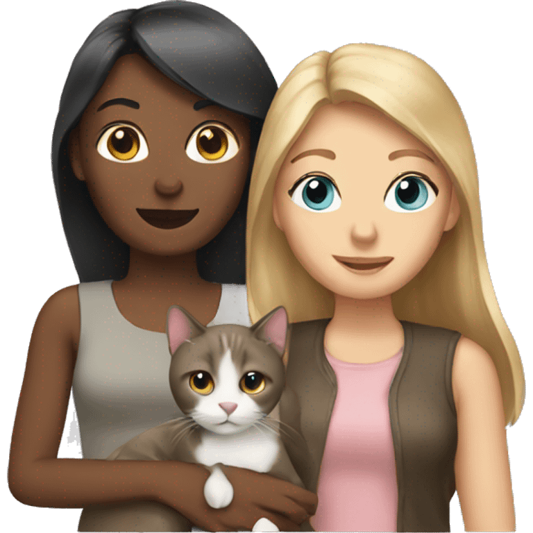 two women with a cat emoji