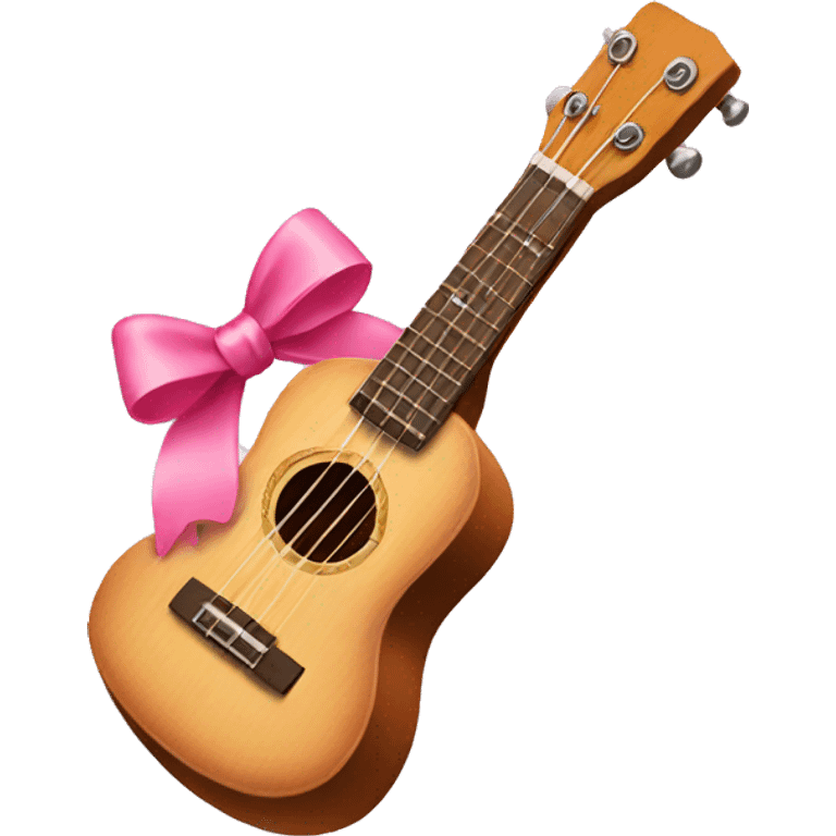 Ukulele with a pink bow emoji