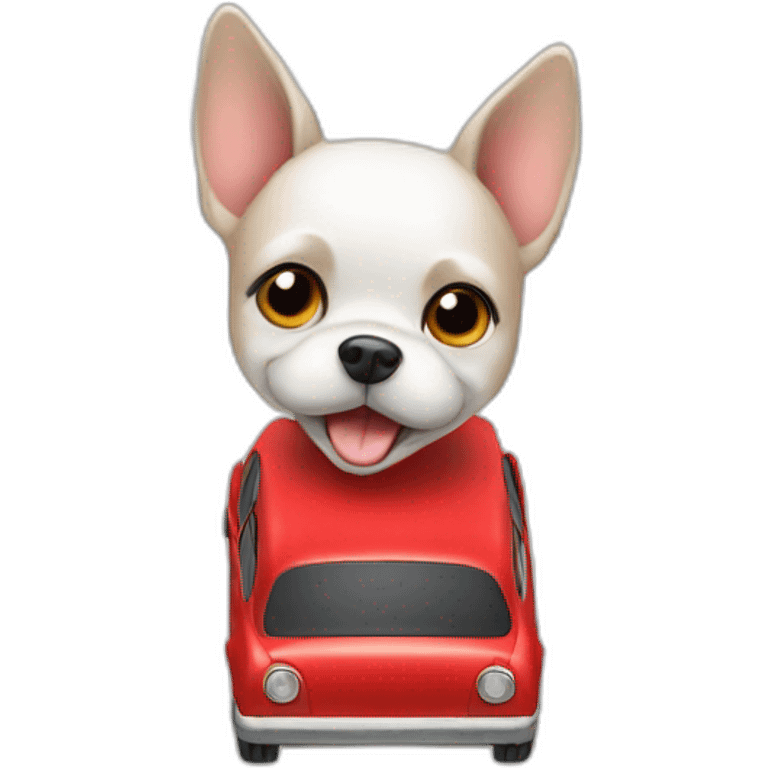 little dog + red car emoji