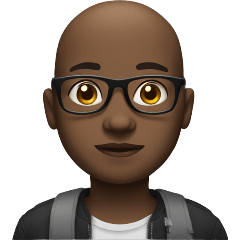 Black, boy, glasses, bald, overweight emoji