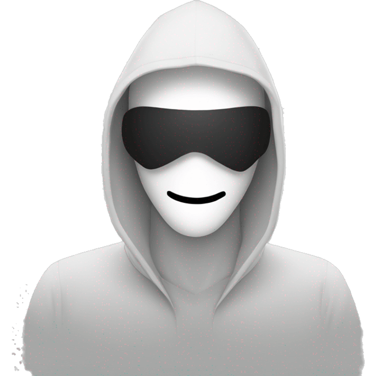 Computer hacker wearing  anonymous mask emoji