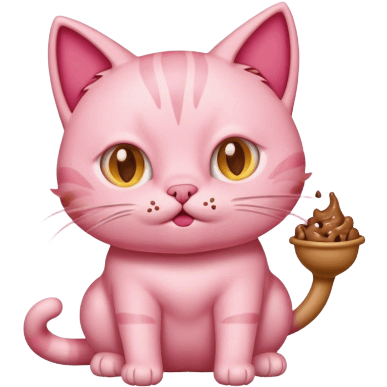 Pink cat eating poop emoji