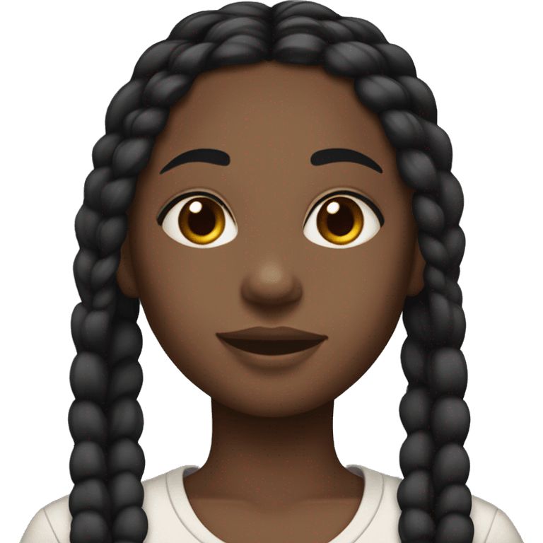 Black girl with long black braids and brown eyes. emoji