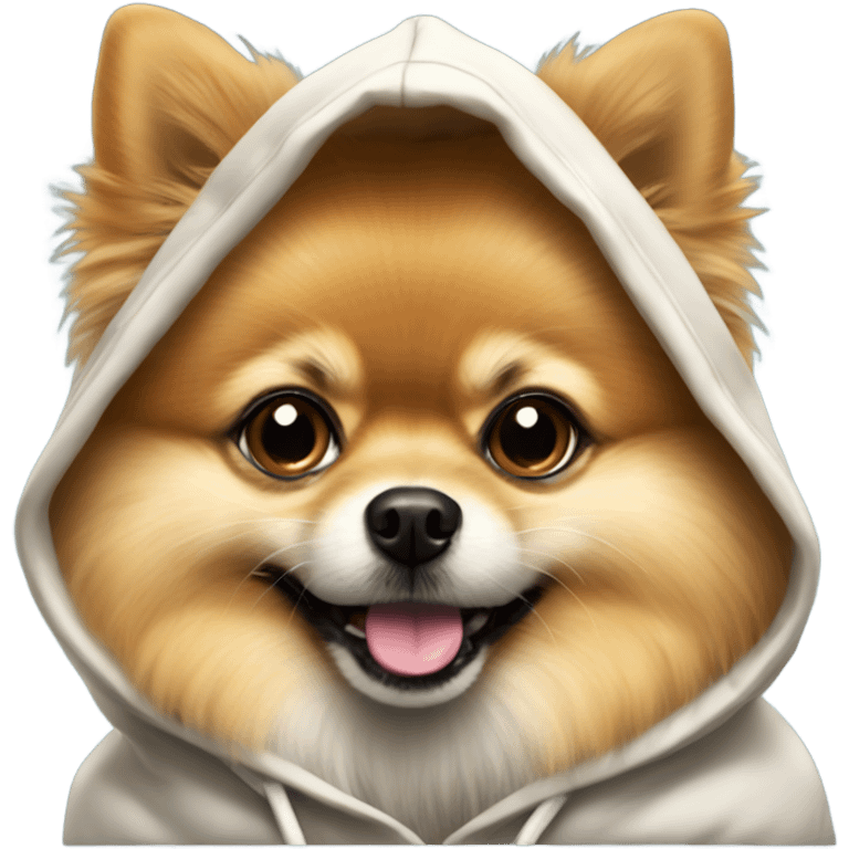 Pomeranian with a hoodie emoji