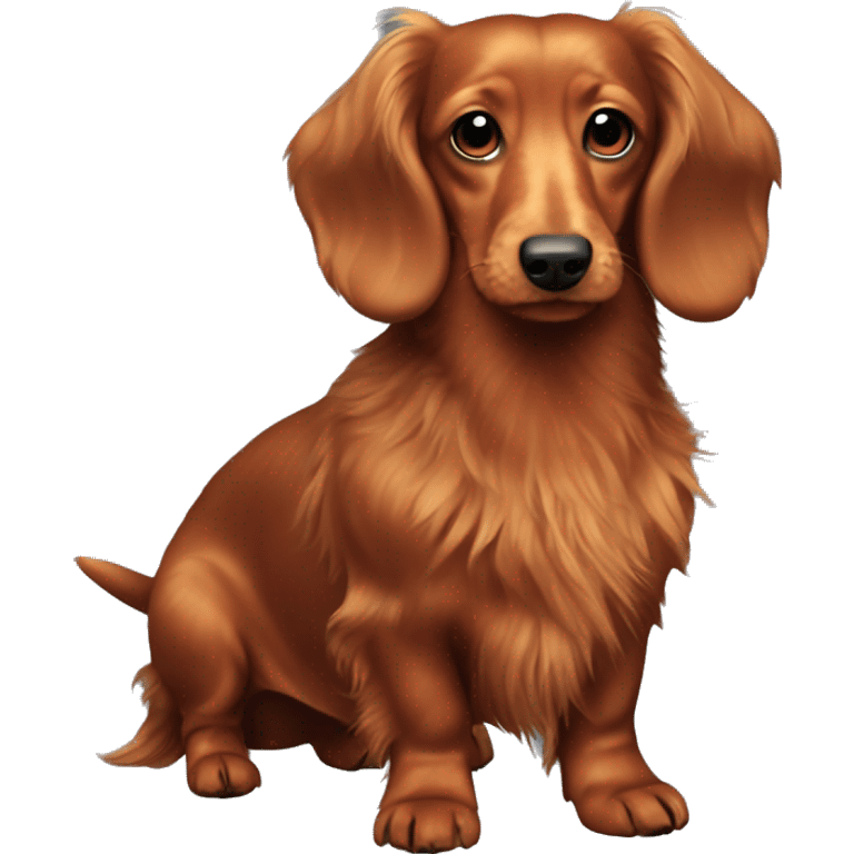 Chunky Miniature red long haired dachshund whole body scruffy emoji