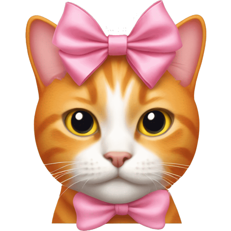 orange cat with a pink bow emoji