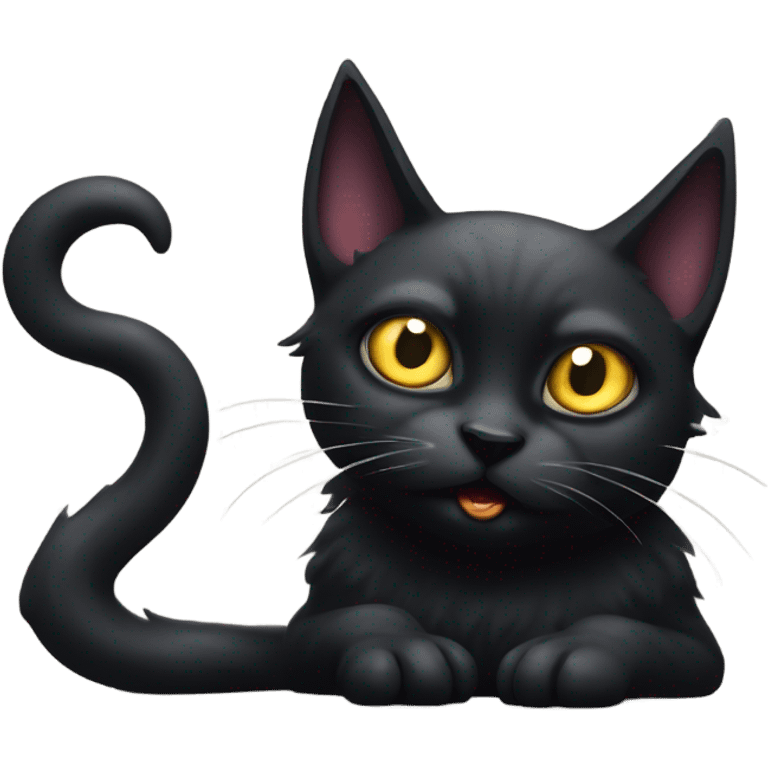 terrified black magic cat, gothic style emoji