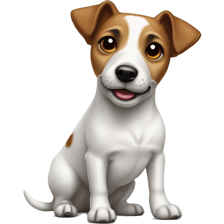 Jack russel dog with one standing ear emoji