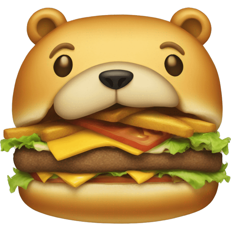 Bear eat cheeseburger  emoji