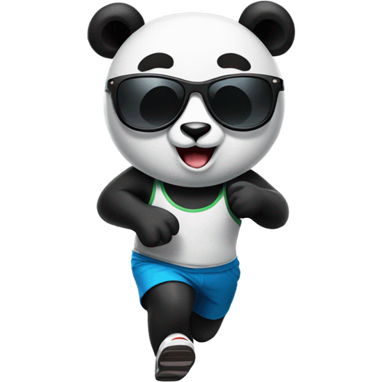 Panda wearing sunglasses going for a run emoji