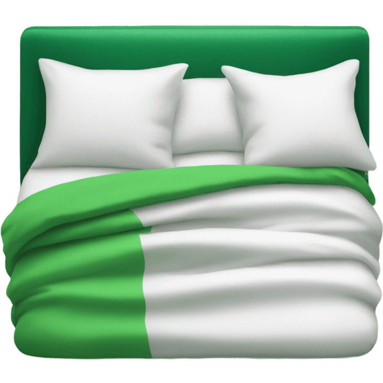 White bed with green sheets   emoji