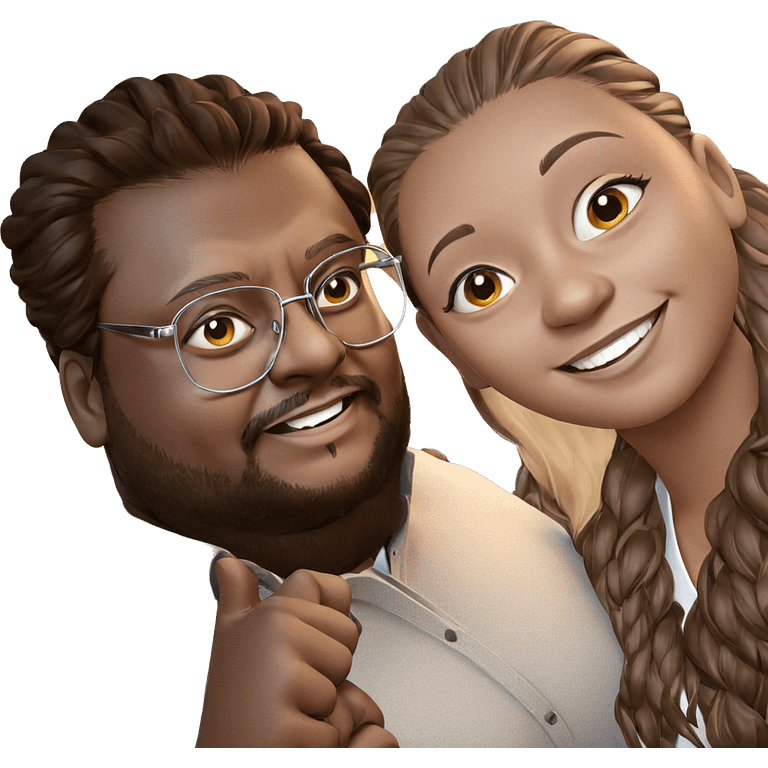 smiling girl with dark-skinned male emoji