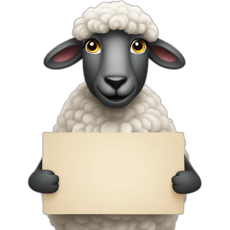 sheep holding sign saying “hi” emoji