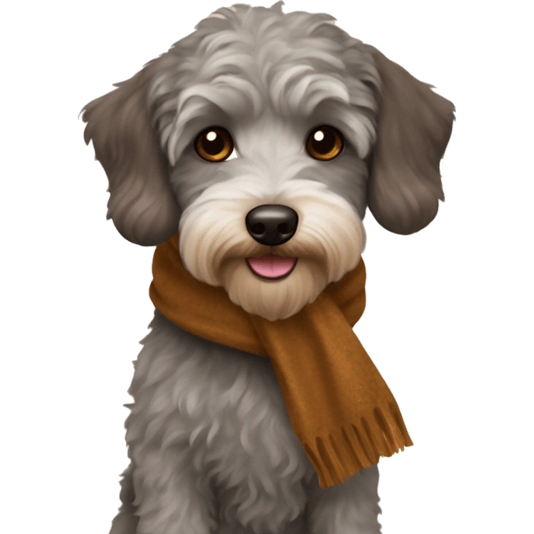 Schnoodle dog with brown scarf emoji