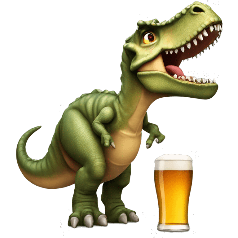 A beer drinking dinosaur with cup ￼ emoji