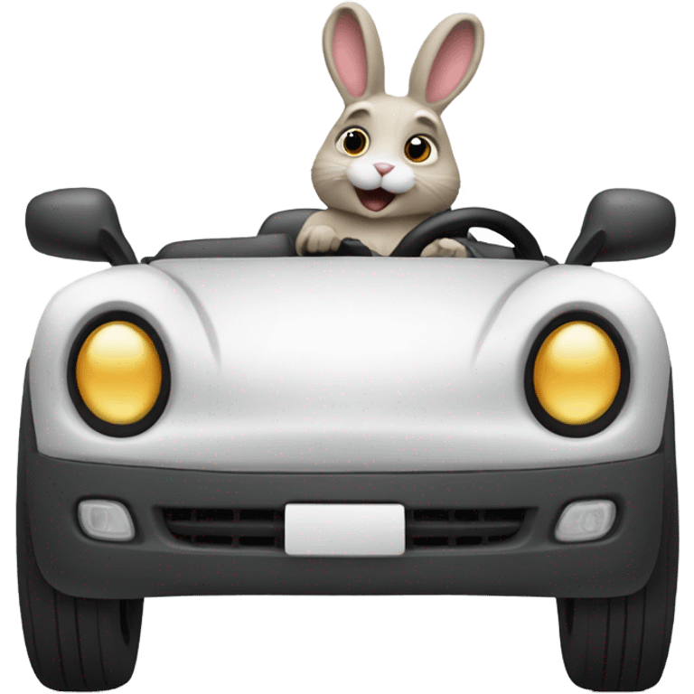 Bunny driving a car emoji