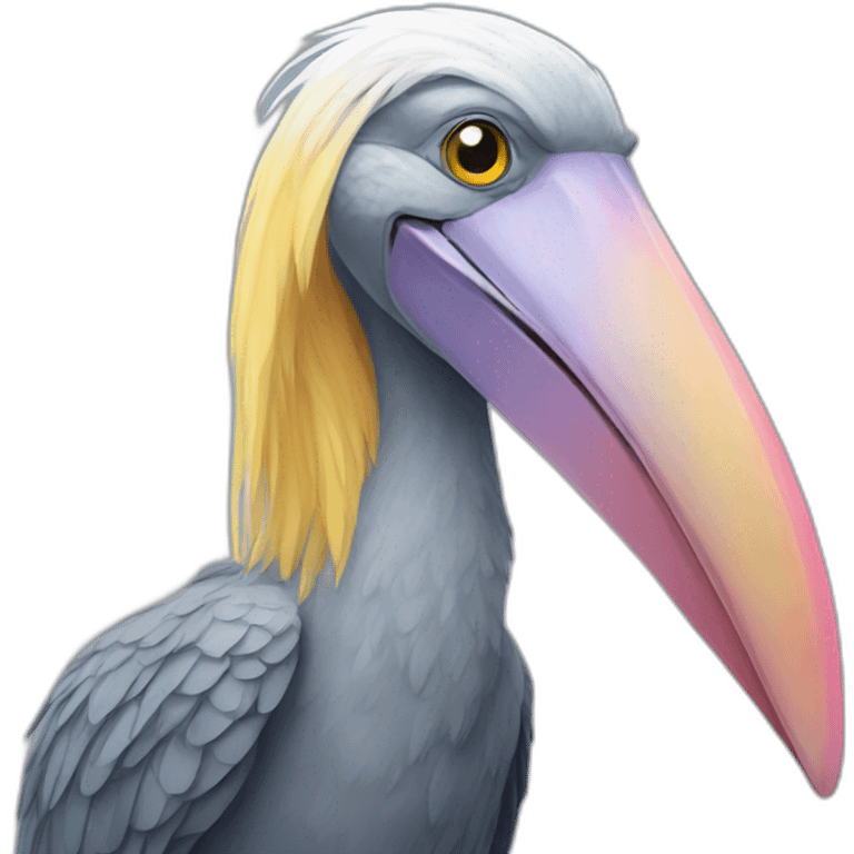 A rainbow shoebill emoji