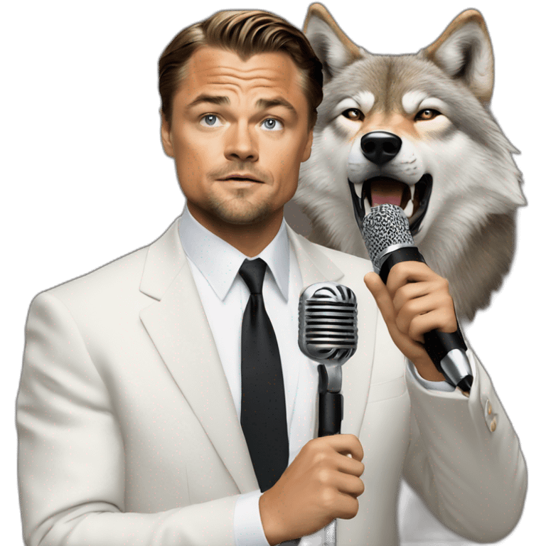 wolf of wallstreet (Dicaprio) holding microphone emoji