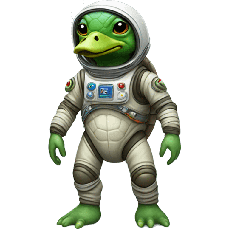 Turtle duck alien in spacesuit full figure emoji