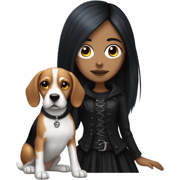 goth girl with beagle dog  emoji