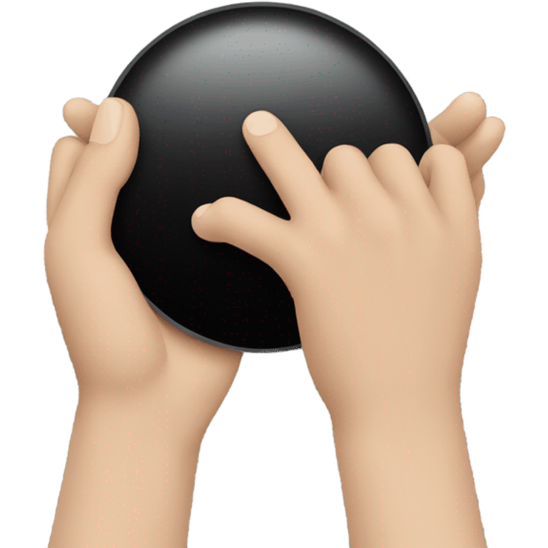 hand holding a round black circle emoji