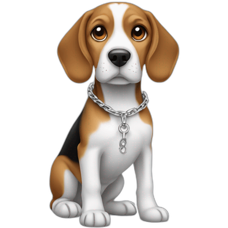 beagle dog with a silver chain on emoji