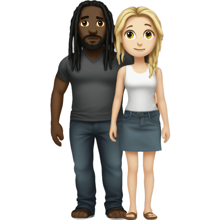 Short white girl standing with tall black dude with dreads emoji