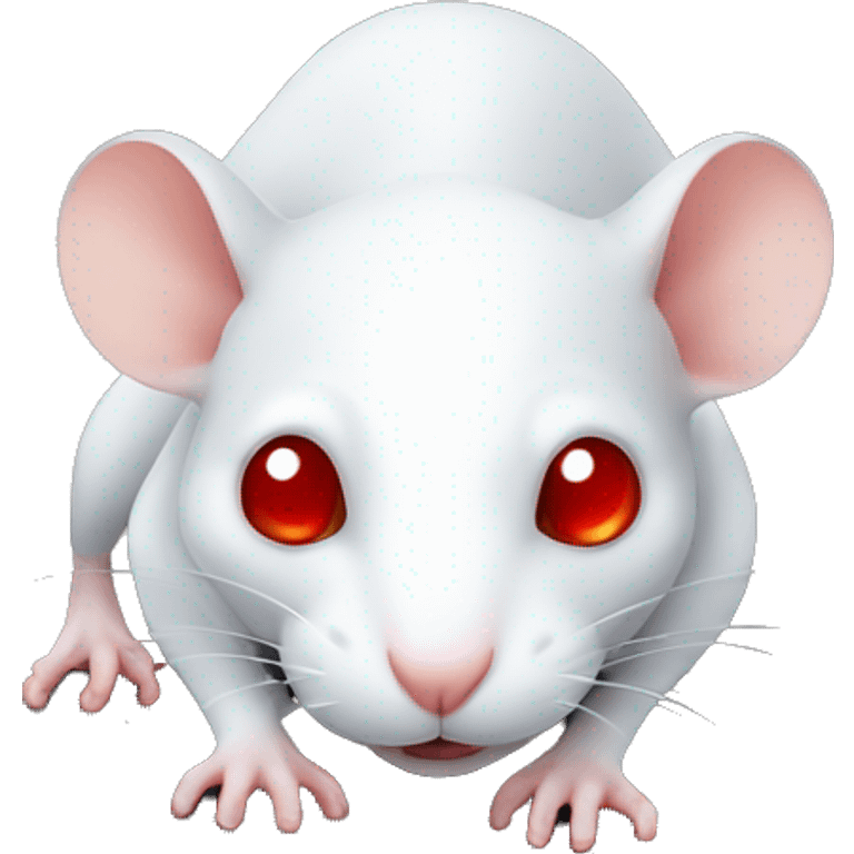 White rat with red eyes laying on hand emoji