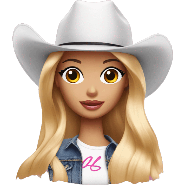 Barbie with a black cowboy hat hidden her face emoji