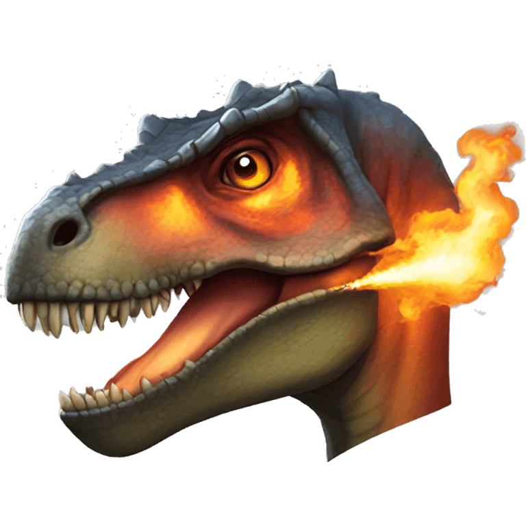 Fire-breathing tyrannosaurus face emoji