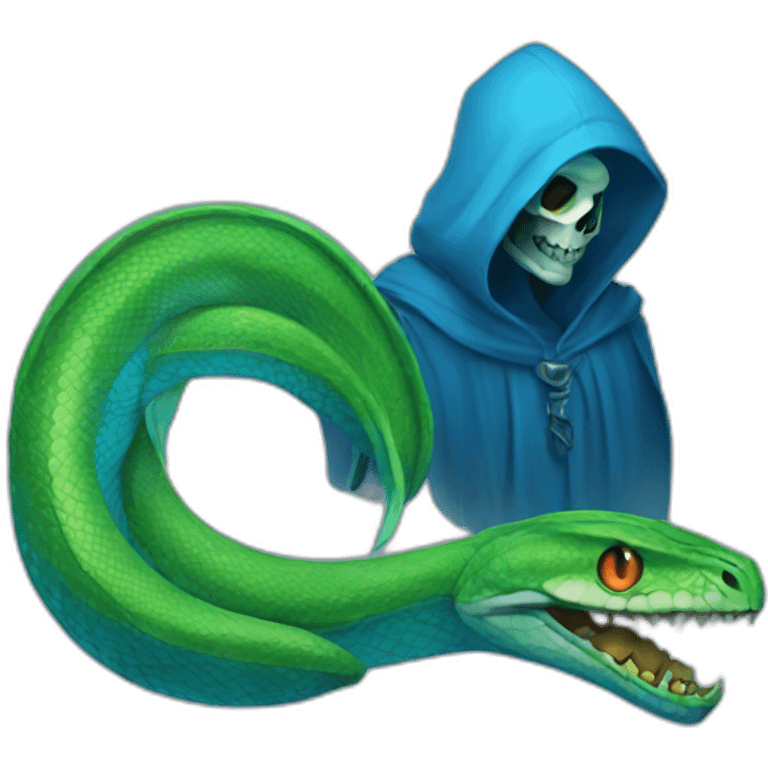 blue reaper with green python emoji